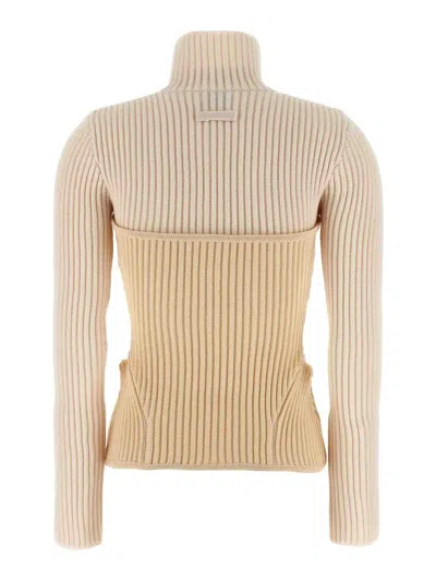 Jean Paul Gaultier Women Ribbed Corset Sweater In White