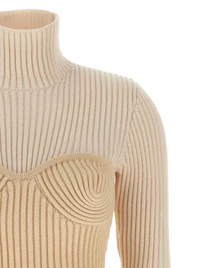 Jean Paul Gaultier Women Ribbed Corset Sweater In White