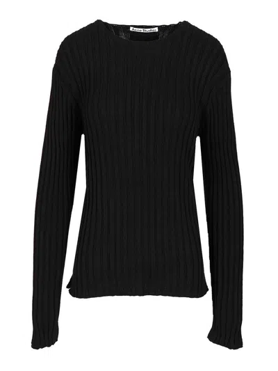 Acne Studios Ribbed Sweater Knitwear Black In Black