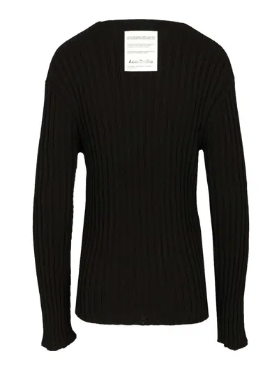 Acne Studios Ribbed Sweater Knitwear Black In Black