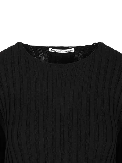 Acne Studios Ribbed Sweater Knitwear Black In Black