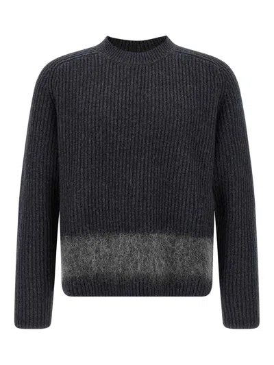 Dsquared2 Chunky Knit Girocollo In Lana E Alpaca Lavorazione A Coste Sweater In Gray