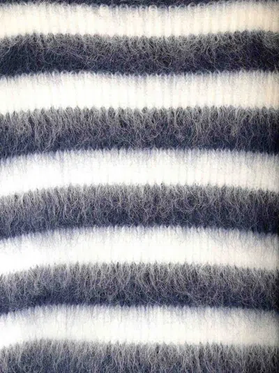 Jacquemus Two-tone Striped Mohair Blend Marina Sweater With Frog Closu In Black