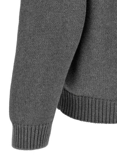 Kenzo Men Crew Neck Sweater In Cotton And Wool In Gray