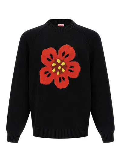 Kenzo Boke Flower Cotton Blend Sweater In Black