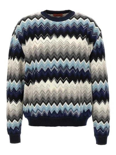 Missoni Rundhalspullover Mit Flammigem Zickzackmuster In Multi