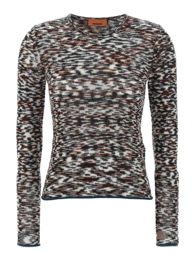 Missoni Crew Neck Sweater With Flame Pattern In Cashmere Blend In Multi