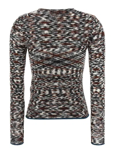 Missoni Crew Neck Sweater With Flame Pattern In Cashmere Blend In Multi
