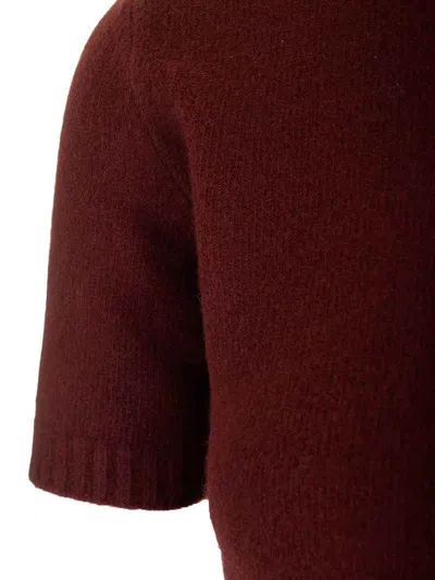 Maison Margiela Washed Wool Knit Top In Bordeaux
