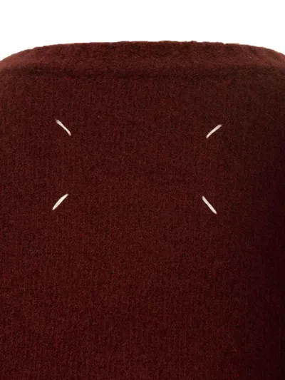 Maison Margiela Washed Wool Knit Top In Bordeaux