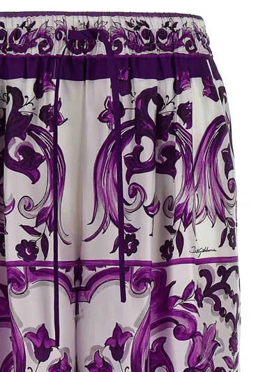 Dolce & Gabbana Majolica-print Twill Trousers In Purple