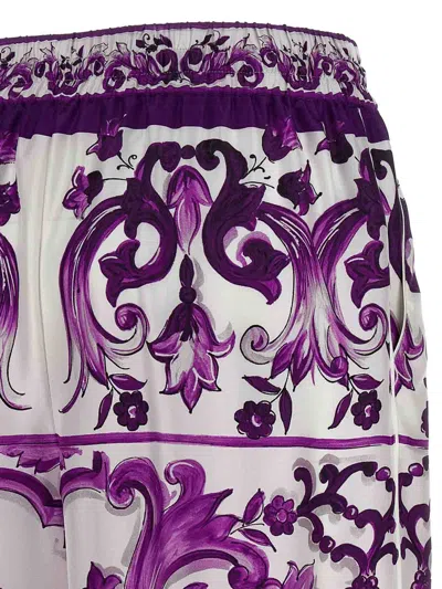 Dolce & Gabbana Majolica-print Twill Trousers In Purple