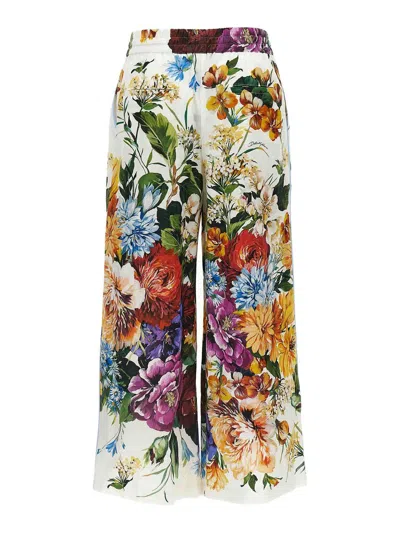 Dolce & Gabbana Flower Bouquet-print Poplin Trousers In Multi
