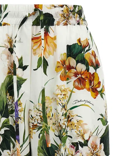 Dolce & Gabbana Flower Bouquet-print Poplin Trousers In Multi
