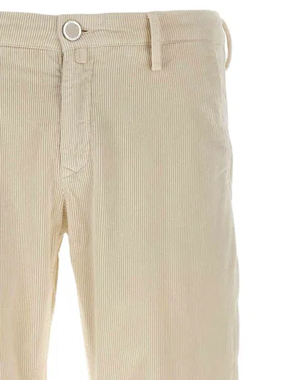 Jacob Cohen Velvet Trousers With Back And Side Pockets In Neutral