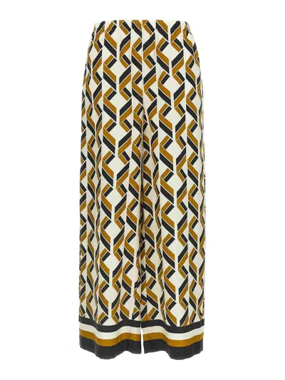 Eres Tube Patterned Silk Twill Wide-leg Pants In Brown