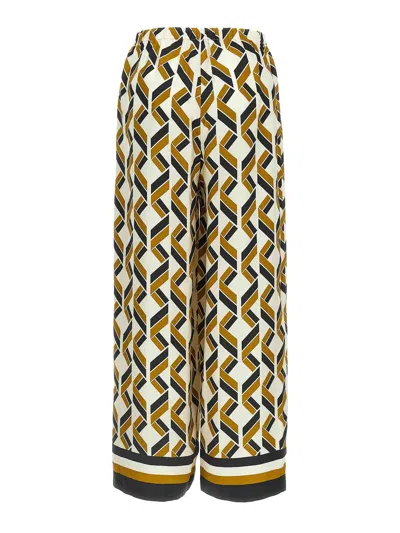 Eres Tube Patterned Silk Twill Wide-leg Pants In Brown