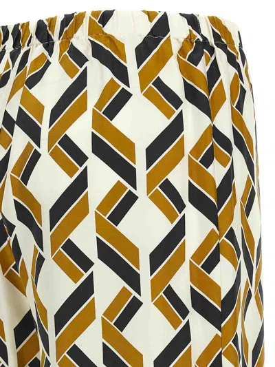 Eres Tube Patterned Silk Twill Wide-leg Pants In Brown