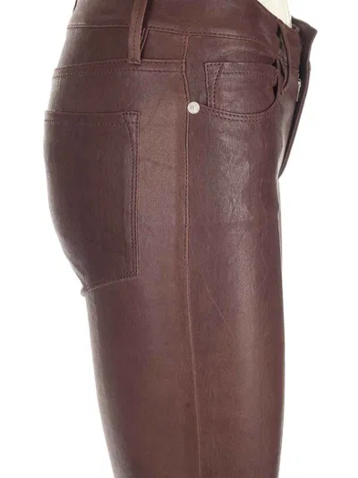 Frame Flared Leather Trousers In Brown