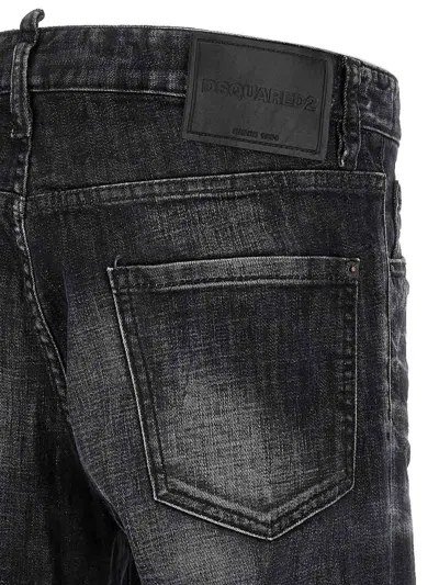 Dsquared2 Classic Black Cotton Jeans With Whiskering Effect In Black