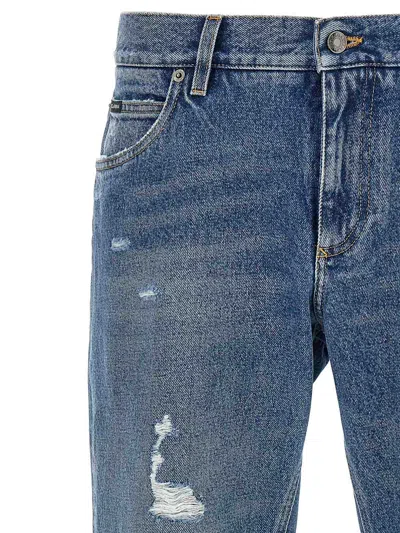 Dolce & Gabbana Distressed Finish Five-pocket Denim Jeans In Multi
