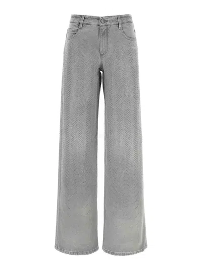 Ermanno Scervino Baggy Jeans With Embroidered Back Pockets In Gray