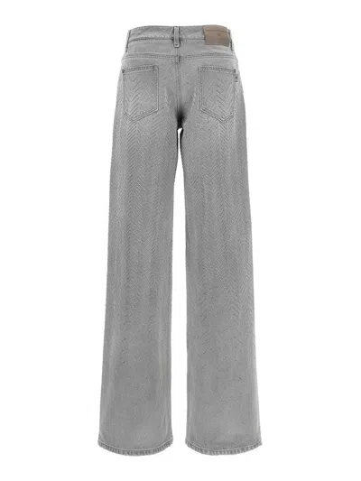 Ermanno Scervino Baggy Jeans With Embroidered Back Pockets In Gray