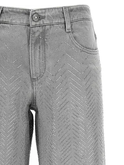 Ermanno Scervino Baggy Jeans With Embroidered Back Pockets In Gray