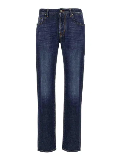 Jacob Cohen Slim Jeans With Back Patch Pockets In Blue