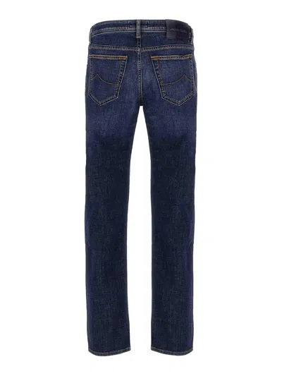Jacob Cohen Slim Jeans With Back Patch Pockets In Blue