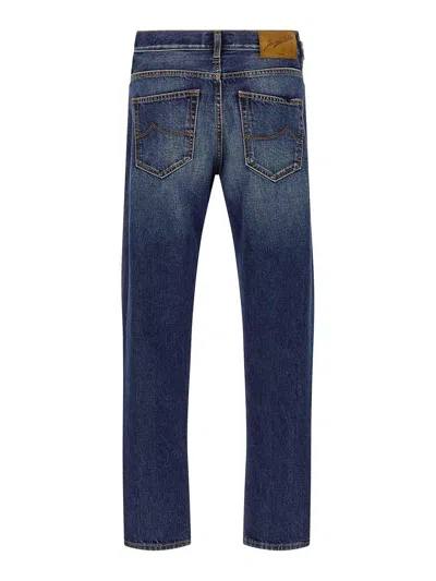 Jacob Cohen Belt Loops Contrast Stitching Faded Jeans In Blue