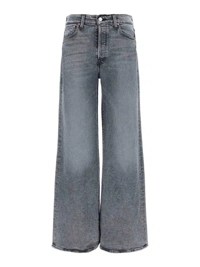 Mother Flood Wide Leg Jeans Belt Loops In Gray