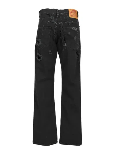 Magliano Braided Back Distressed Denim In Black