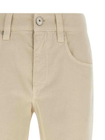 Brunello Cucinelli Denim Trousers With Belt Loops And Pockets In Neutral