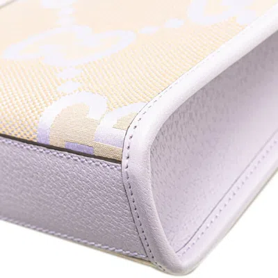 Pre-owned Gucci Beige Purple Canvas Leather Handbag Shoulder Bag ()