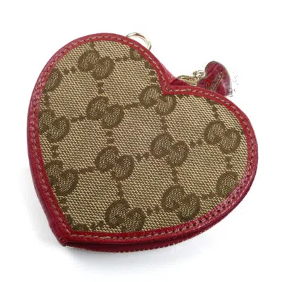 Pre-owned Gucci Beige Red Color Gg Canvas Leather Coin Purse/coin Case () In Multi