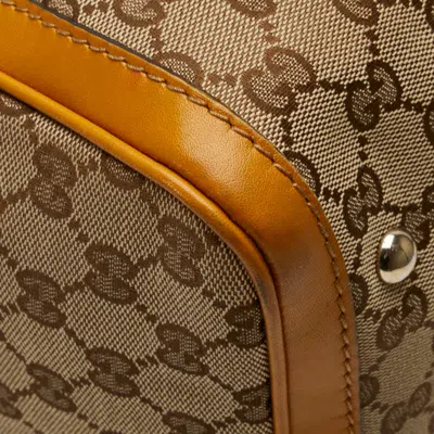 Pre-owned Gucci Beige Yellow Canvas Leather Shoulder Bag ()