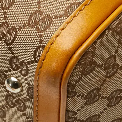 Pre-owned Gucci Beige Yellow Canvas Leather Shoulder Bag ()