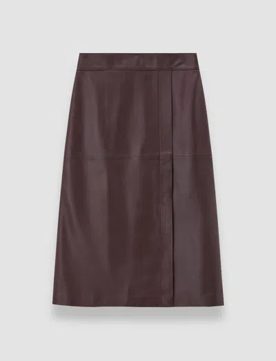Joseph Panelled Wrap-effect Leather Midi Skirt In Purple