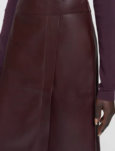 Joseph Panelled Wrap-effect Leather Midi Skirt In Purple