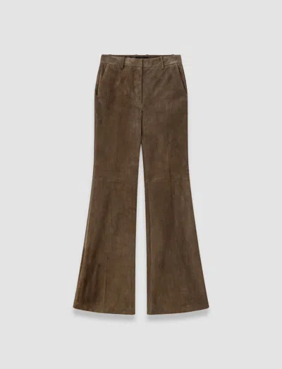 Joseph Womens Mushroom Tafira Stretch-suede Trousers In Brown