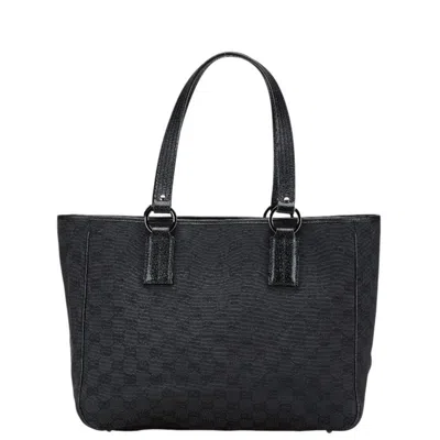 Pre-owned Gucci Black Canvas Leather Shoulder Bag Tote Bag ()