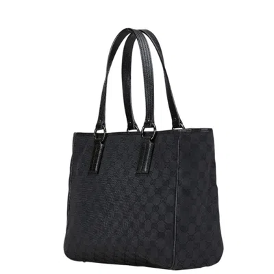 Pre-owned Gucci Black Canvas Leather Shoulder Bag Tote Bag ()