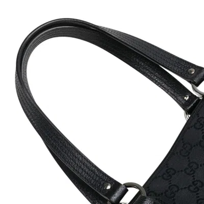 Pre-owned Gucci Black Canvas Leather Shoulder Bag Tote Bag ()