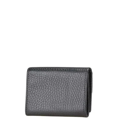 Pre-owned Gucci Black Leather Wallet (tri-fold) ()