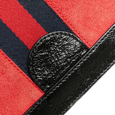 Pre-owned Gucci Black Red Color Suede Leather Shoulder Bag ()