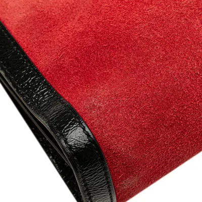 Pre-owned Gucci Black Red Color Suede Leather Shoulder Bag ()