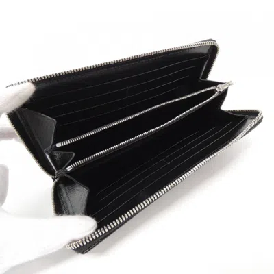 Pre-owned Gucci Black White Canvas Leather Long Wallet (bi-fold) () In Multi