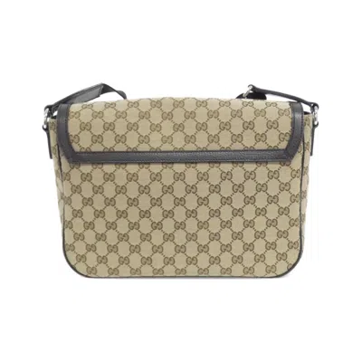 Pre-owned Gucci Gg Canvas Beige Brown Gg Canvas Leather Shoulder Bag ()