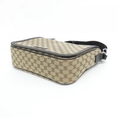 Pre-owned Gucci Gg Canvas Beige Brown Gg Canvas Leather Shoulder Bag ()